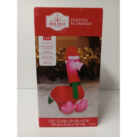 Holiday Time Festive Flamingo LED Inflatable  Airblown 3.5ft - Picture 4 of 4